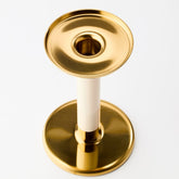 GLITTRIG candlestick s3 ivory/gold-colour